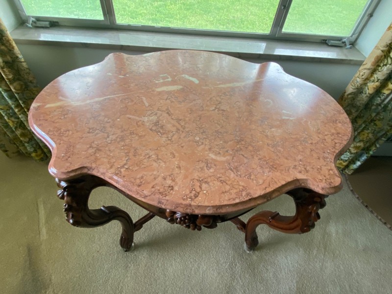 Rococo Belter Style Rosewood Marble Top Table gallery