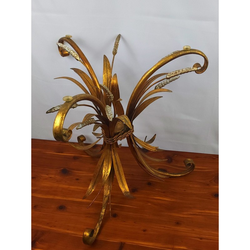 Mid Century Hollywood Regency Wheat Sheaf Side Table Base gallery