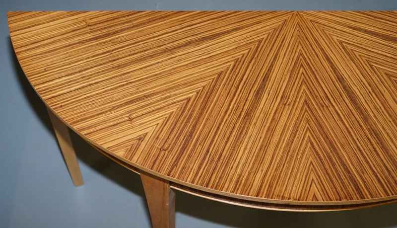 BRAND NEW EX DISPLAY BEVAN FUNNELL PHOENIX ZEBRANO WOOD DEMI LUNE CONSOLE TABLE gallery