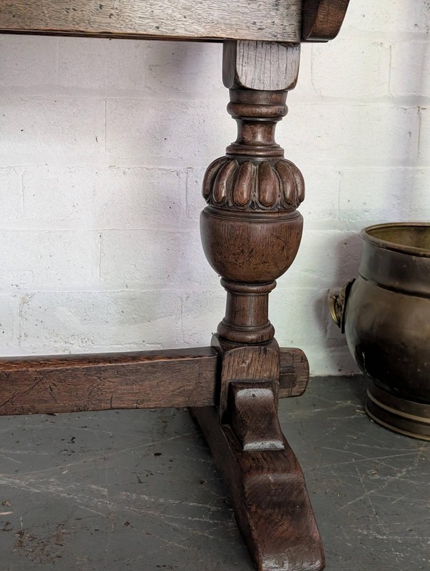 Antique Oak Refectory Table – Turned Baluster Legs – English Hall Table gallery
