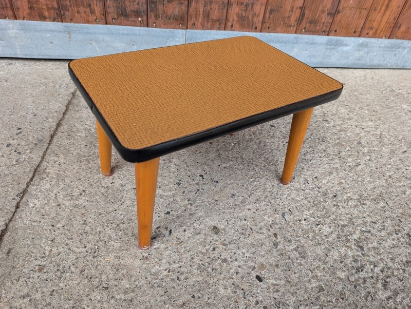 Vintage Flower Table 50s Rockabilly Retro Planter Stand Stool Brown Wooden, 19in gallery