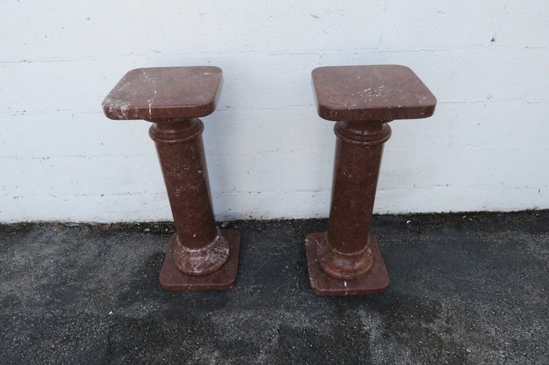 Marble Flower Plant Statue Stands Tables a Pair 5659