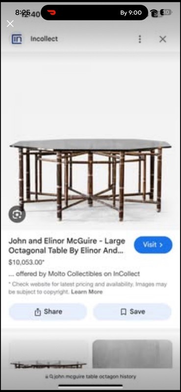 John & Elinor McGuire Large Octagonal Rattan Dining Table – 72” McGuire gallery