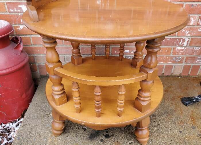 Vintage Round End Table 2 Tier Solid Hard Rock Maple gallery