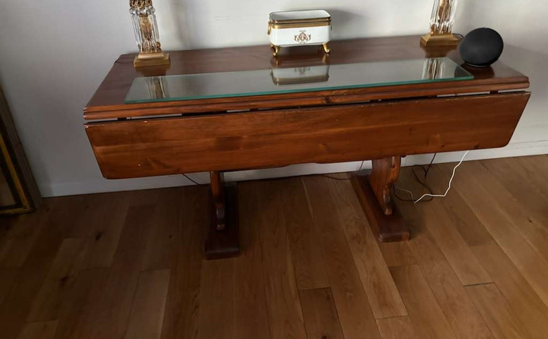 Vintage Rustic Wooden Trestle Table – Farmhouse Style Dining or Work Table