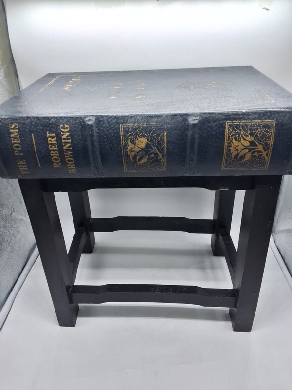 Vintage "The Poems of Robert Browning" Book-Motif Accent Table with Drawer gallery