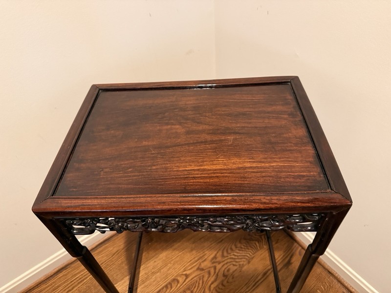 Vintage Chinese Rosewood Nesting Tables Set of 4 Hand Carved Quartetto gallery