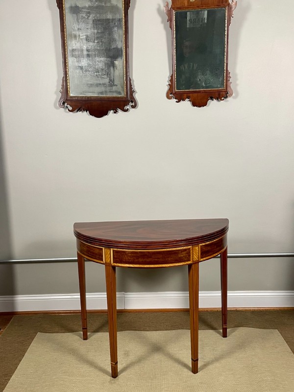 George III Demilune Table in Mahogany & Satinwood gallery