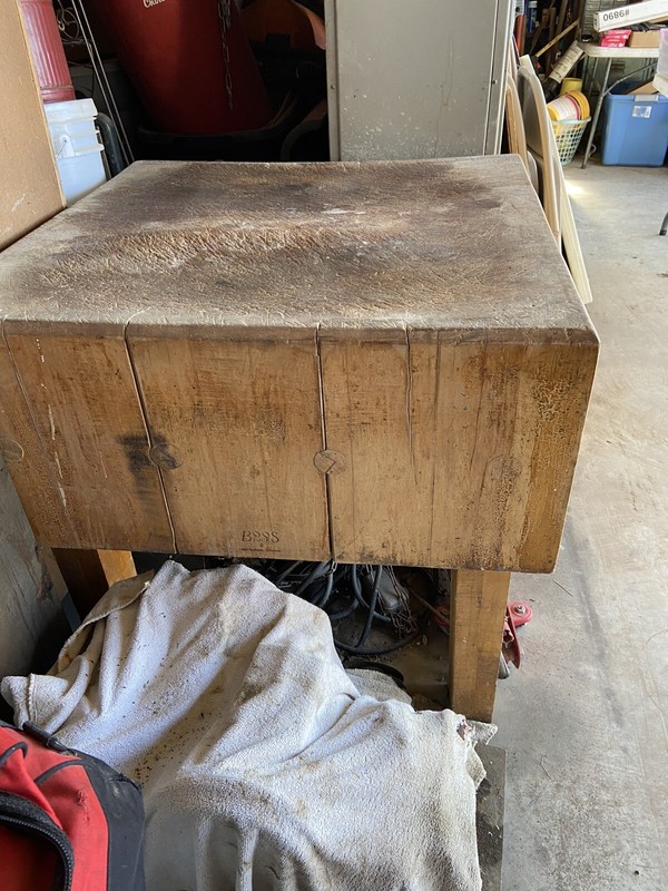 antique butcher block table, Made By Boos Blocks, Effingham, IL gallery