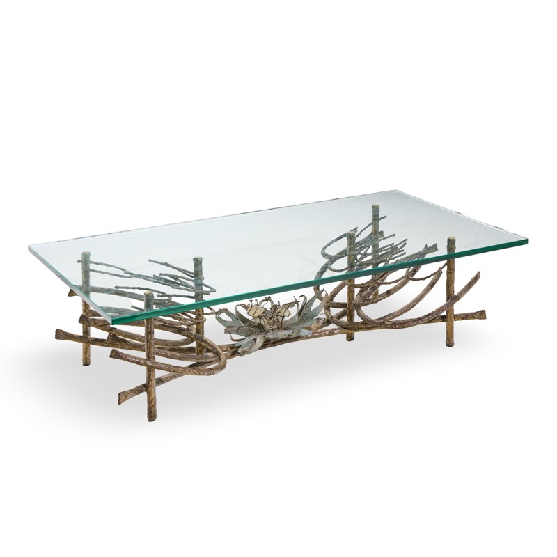Daniel Gluck Mid Century Sculptural Bronze Coffee Table