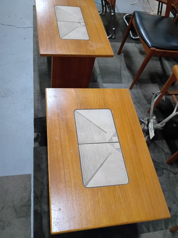 Pair Tile Top Danish Modern Gangso Mobler Tables side end MCM Mid Century gallery