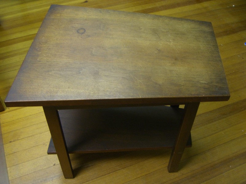Mid Century Two Tiered Trapezoid Side or End Table - No Makers Mark