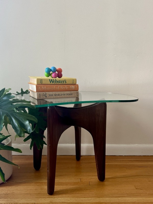 Adrian Pearsall Mid Century Walnut and Glass Side Tables – Pair