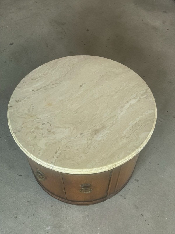 Union National Marble-Top Drum Table / Accent Cabinet gallery