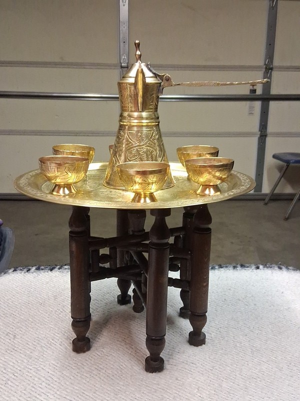Vintage Mid-century Georges Mikhail Egyptian Coffee Set & Rosewood Table- 8pc...