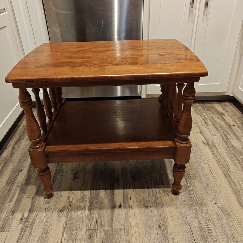 ETHAN ALLEN Heirloom Nutmeg Maple Colonial Early American 27” Tiered Accent End gallery