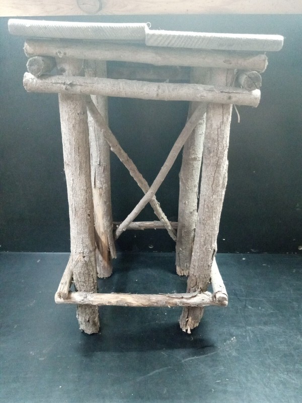 Antique handmade Twig Table Plant Stand Wood Adirondack Primitive Tramp COTTAGE gallery