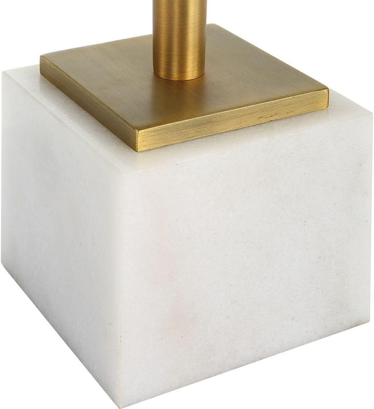 Miri Brass Accent Table with Tempered Glass Top and Marble Base - 25" H gallery