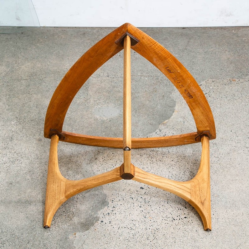 Mid Century Modern Cocktail Table Set Side End Round Glass Triangular Lane Pair gallery