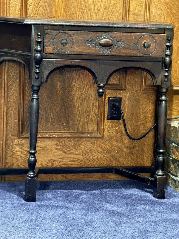 Antique Victorian French Country Gothic Carved Oak Wood Table
