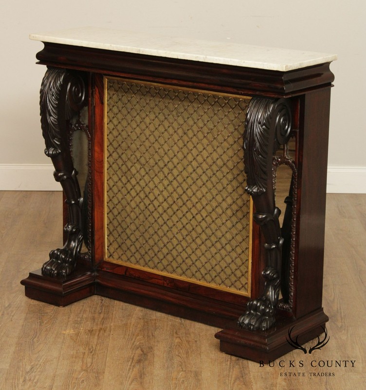 Antique 19th Century English Regency Rosewood Marble Top Console gallery