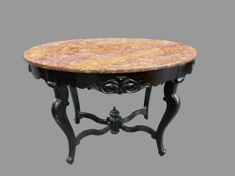 Antique Victorian Marble Top Parlor Center Table