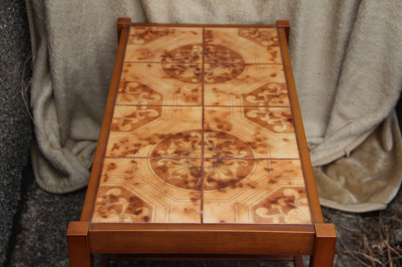 Vintage Mid Century Danish Solid Teak tiled Coffee Table.