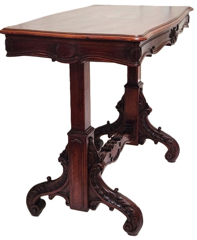 Dumbwaiter, Butler Stand, Serving Table, Metamorphic Shelves, Walnut, Rococo,36" gallery