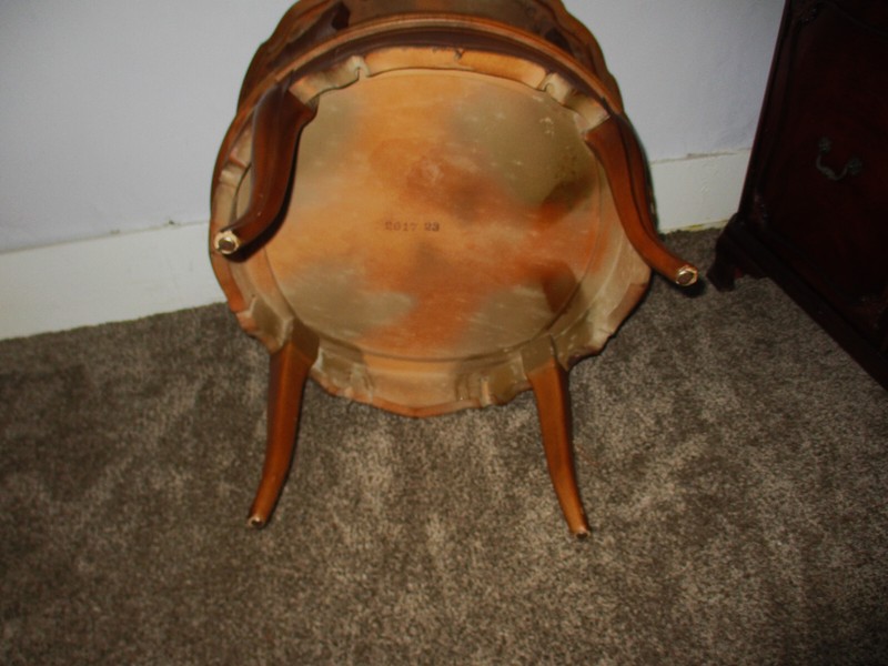 1940s French Provincial Walnut Two Tier Leather Top Accent Table gallery