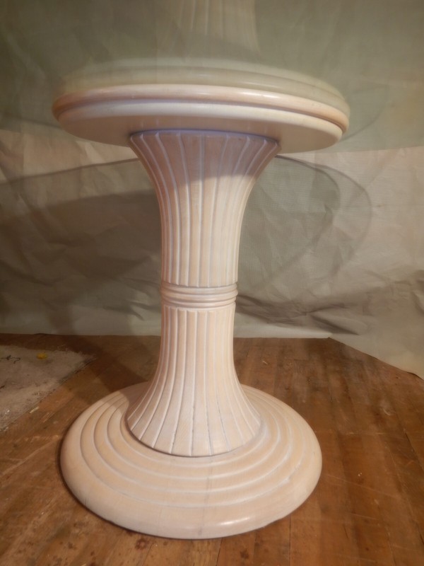 Italian Glass Top Table Beech wood Dining shabby white wash Beachy Boho gallery