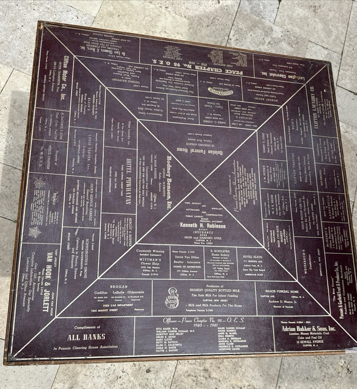 Vintage 1940's RED Advertising Wood Folding Card Table Clifton NJ Pick Up Only gallery