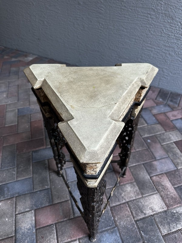 Vintage Brutalist Resin Mcm Faux Stone Accent Table Plant Stand gallery