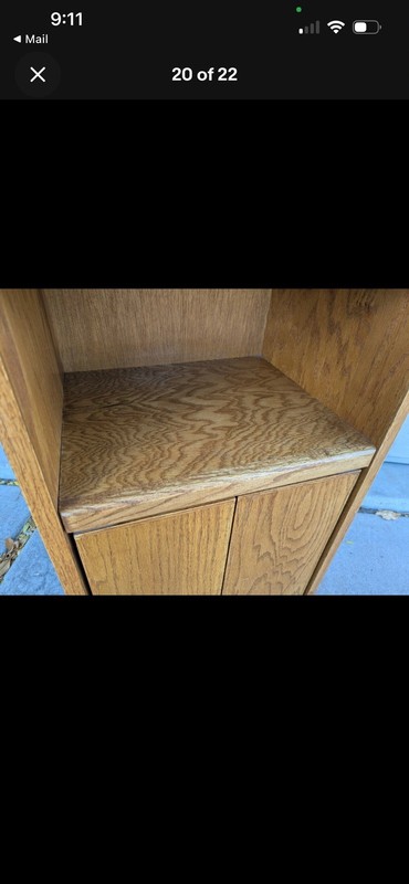 Vintage Rustic Country Farmhouse Oak Wood End Table Nightstand with Shelf H35 gallery
