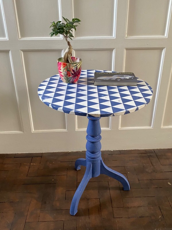 Antique side table geometrically painted by GH gallery