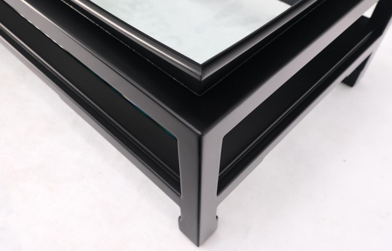 James Mont Rectangle Black Lacquer Glass Top Deco Mid Century Coffee Table gallery