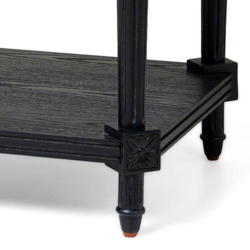 Maven Lane Pullman Traditional Square Wooden Side Table, Antiqued Black Finish gallery