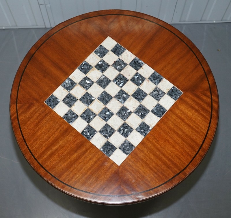 CIRCA 1900 FULLY RESTORED FRENCH EMPIRE MAHOGANY CHESS TABLE MARBLE ORMOLU MOUNT gallery