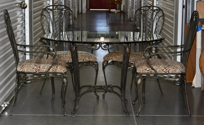 Verdigris Tree Branches Iron Glass Top Table & Chairs Manner of Giacometti