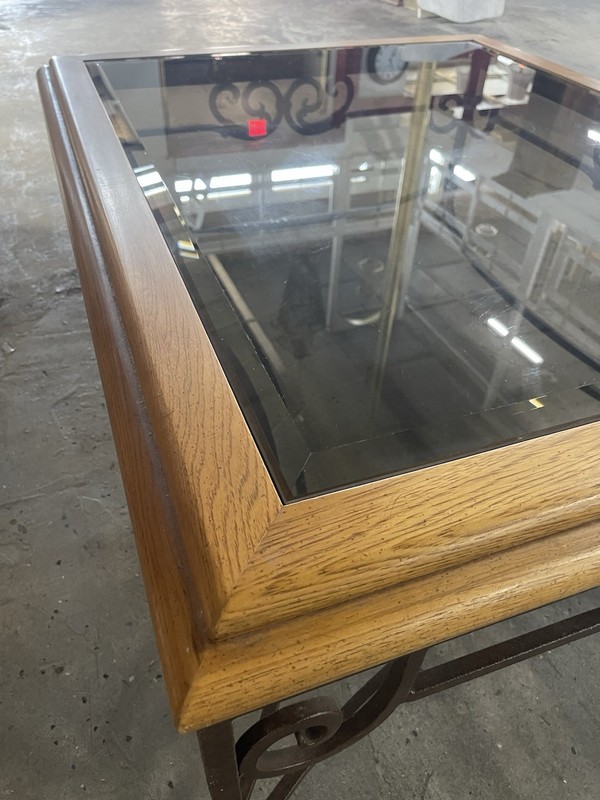Drexel Heritage Wrought Iron, Wood Trim And Bravled Glass Top gallery