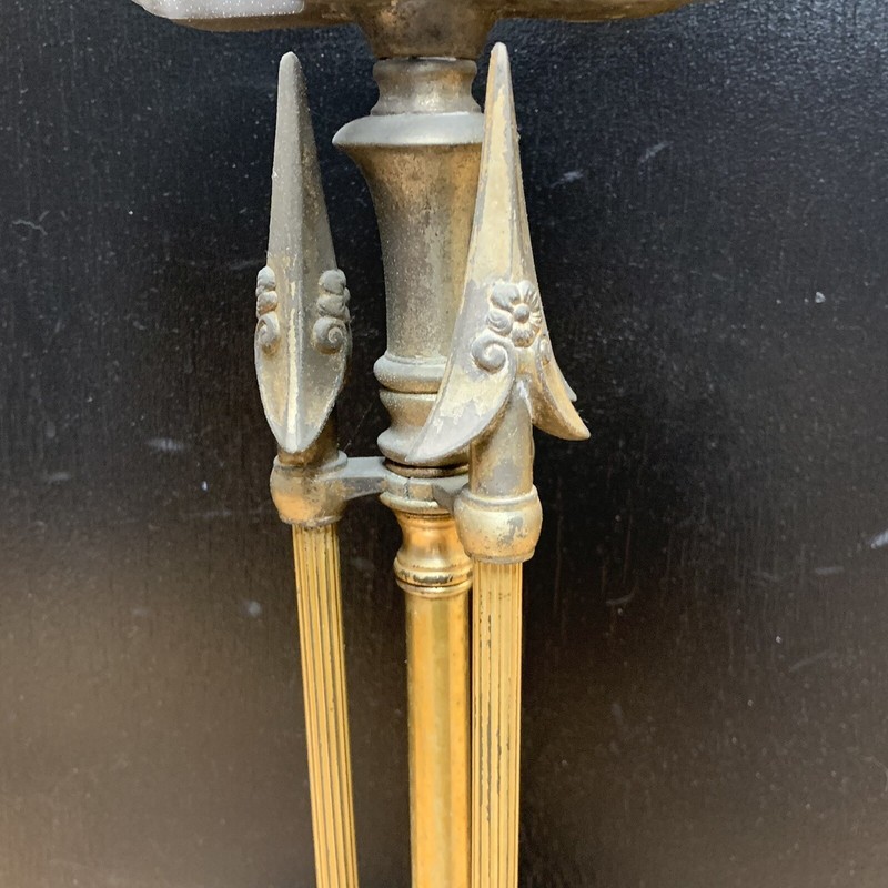 VTG 1930s Heavy Cast Iron Arrow Stem 26” Floor Stand w/ Hand Blown 8” Glass Bowl gallery