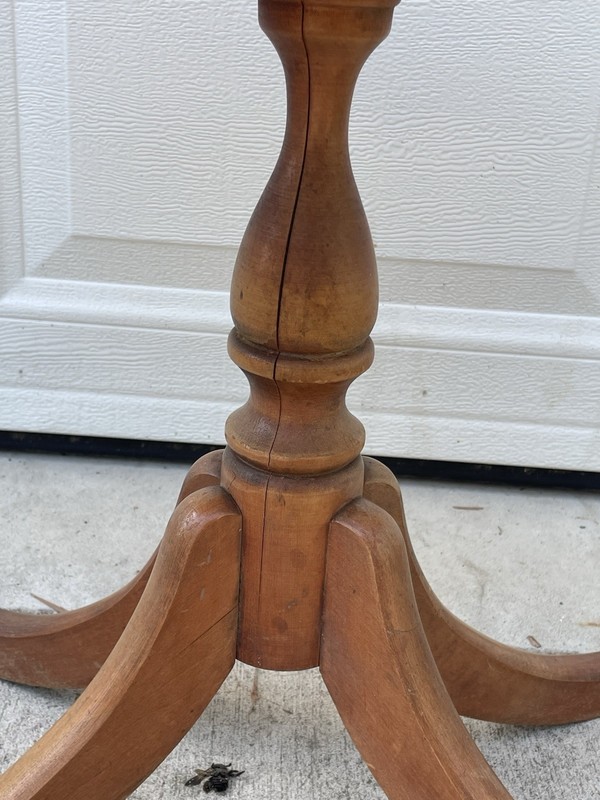 Mid Century American Maple Wooden Pedestal Table 1940's Side End 2 Tier Pedistal gallery