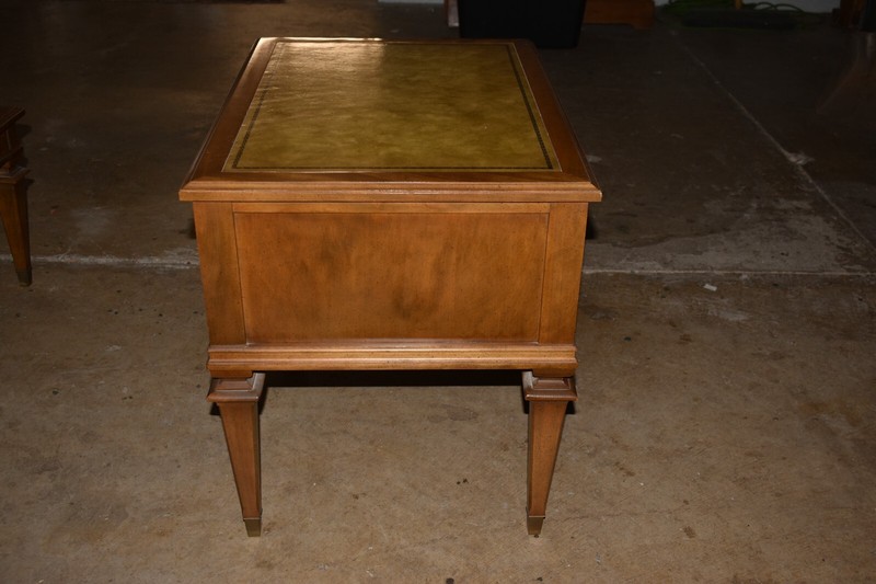 Vintage Leather Top Coffee & End Table Set, Wood & Brass gallery