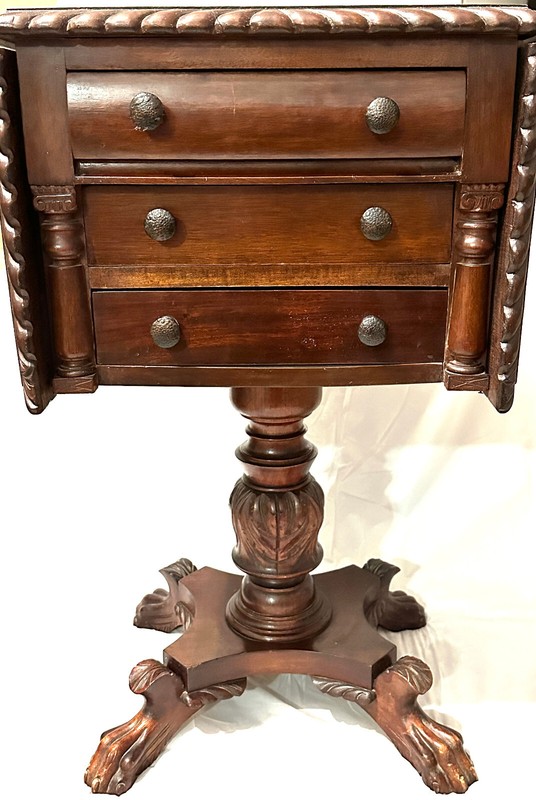 Mahogany Federal Pedestal Philadelphia Work Table