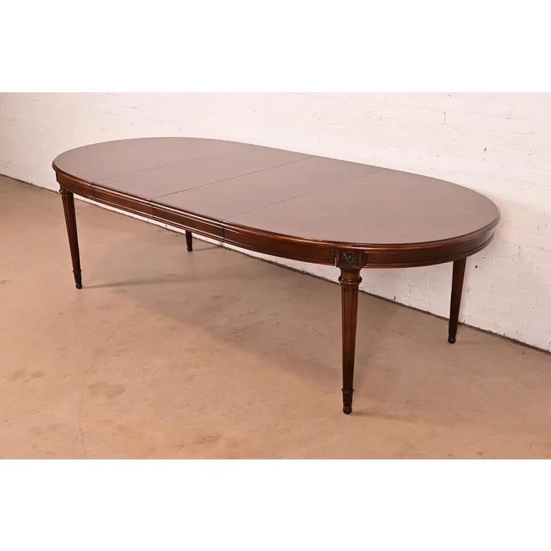 Karges French Regency Louis XVI Walnut Extension Dining Table, Newly Refinished