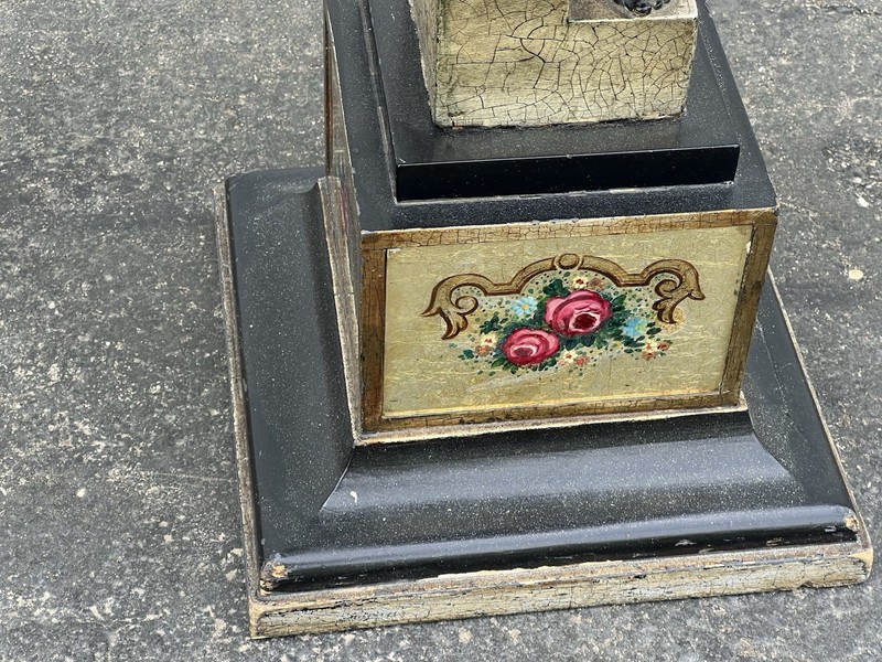 Vintage Eglomise Carved Figural Italian Side Tables a Pair gallery