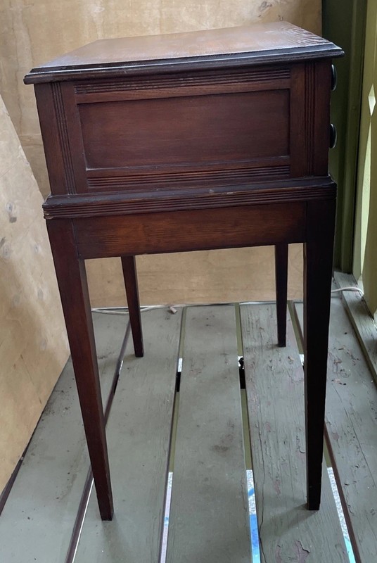 Antique Wood Table 2 Drawer Night Stand End Table 29” T X 22” W X 15.5” Deep gallery
