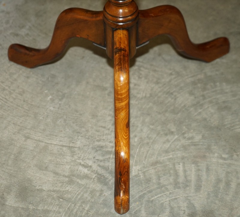 VICTORIAN HAND CARVED POLLARD OAK TILT TOP TRIPOD WINE SIDE END LAMP TABLE gallery