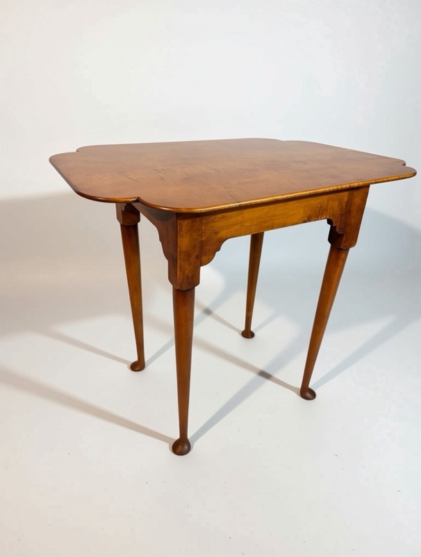 Eldred Wheeler Tiger Maple Queen Anne Tea Table Mid Century Modern
