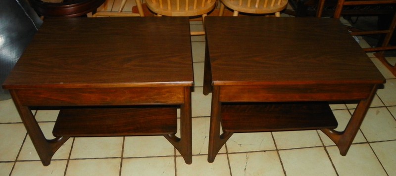 Pair of Walnut Mid Century Formica Top Mersman End Tables / Side Tables (ET19) gallery