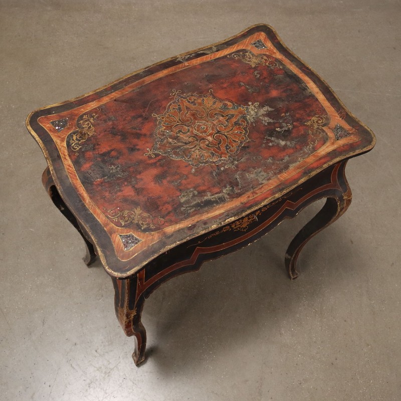 Antique Working Table Lacquered Oak France XX Century Original gallery